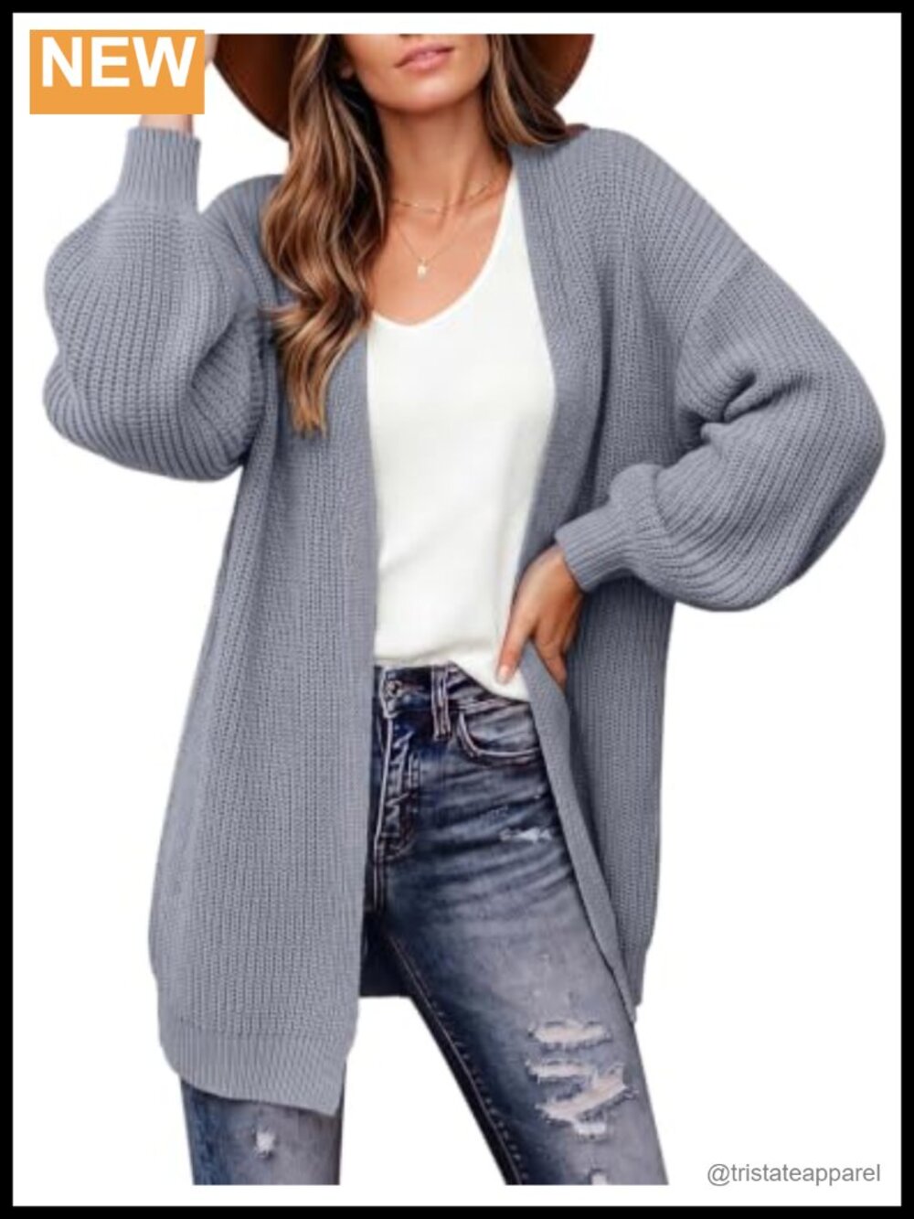 Chunky Knit Long Sleeve Open Front Cardigan for Women